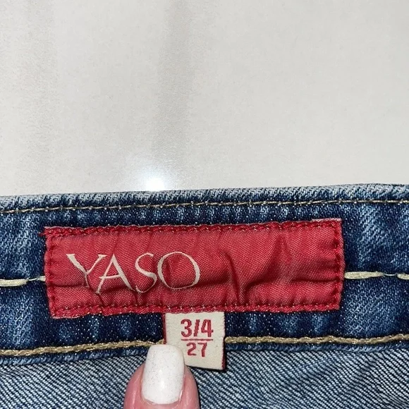 Yaso Distressed Straight Leg Jeans Size 3/4 27 - Picture 3 of 4